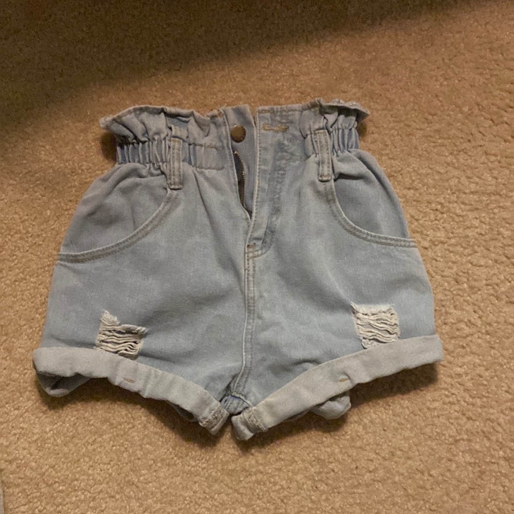 paperbag denim shorts
